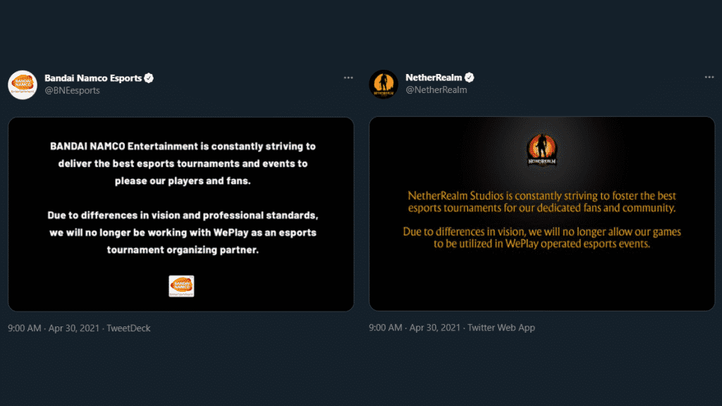Controversia WePlay: Tekken e Mortal Kombat si ritirano dai suoi eventi