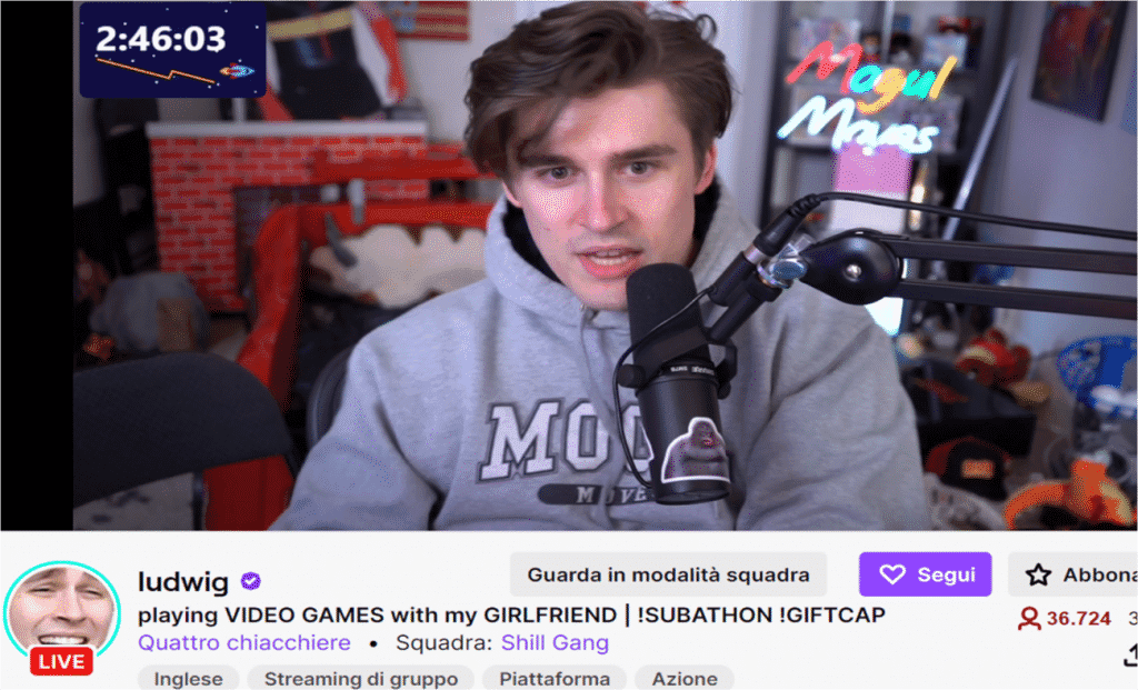 Ludwig Ahgren batte il record di subscription su Twitch con 31 giorni di streaming