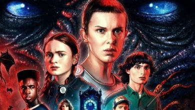 locandina con i personaggi principali della serie tv stranger things